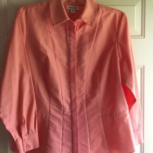 Coldwater Creek Blouse Petite M peach LS Fitted